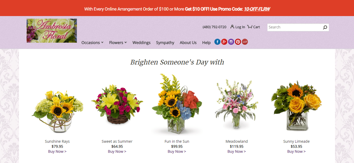 Ambrosia Floral Boutique's Homepage