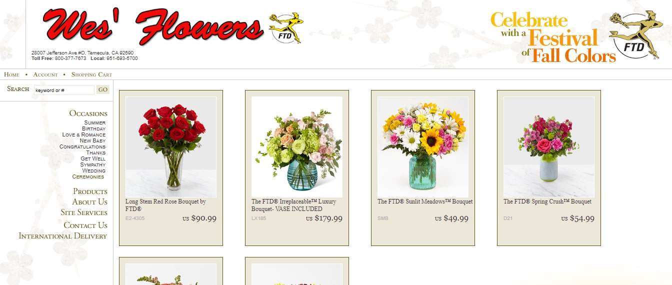 Wes’ Flowers' Homepage