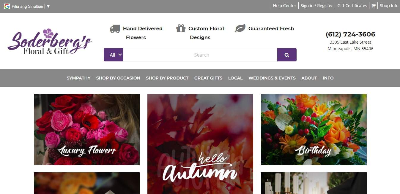 Soderberg's Floral & Gift's Homepage