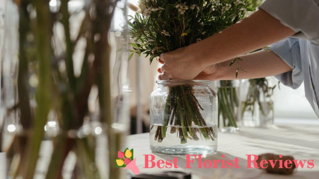 Soak in hot or warm water with flower food